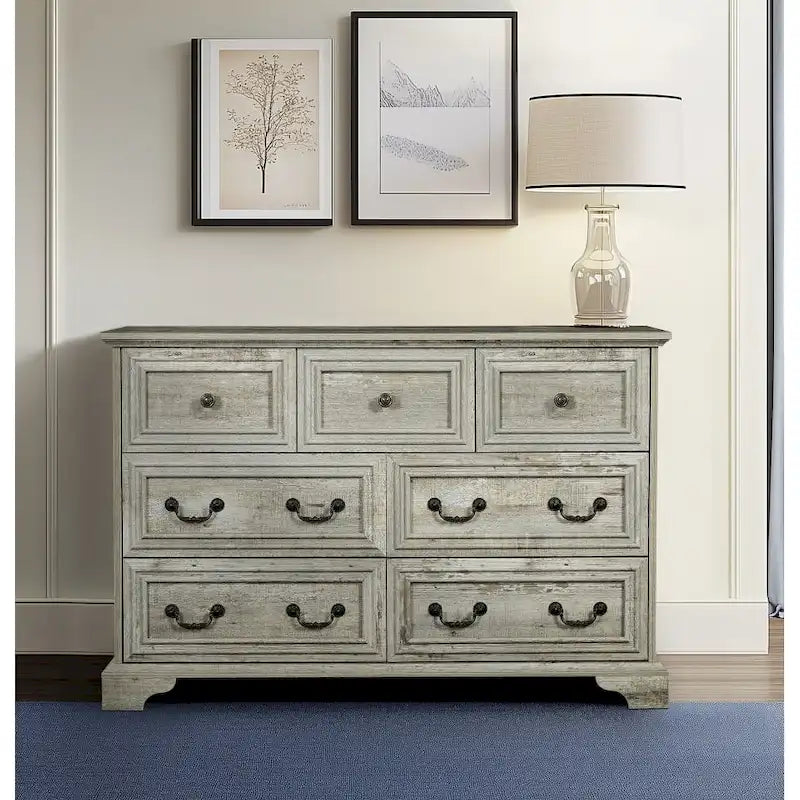 Commode de chambre à 7 tiroirs au style rustique