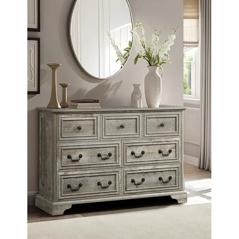 Commode de chambre à 7 tiroirs au style rustique