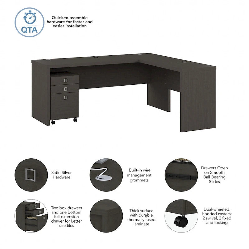 Bureau d'angle 72W Echo avec tiroirs par Bush Business Furniture