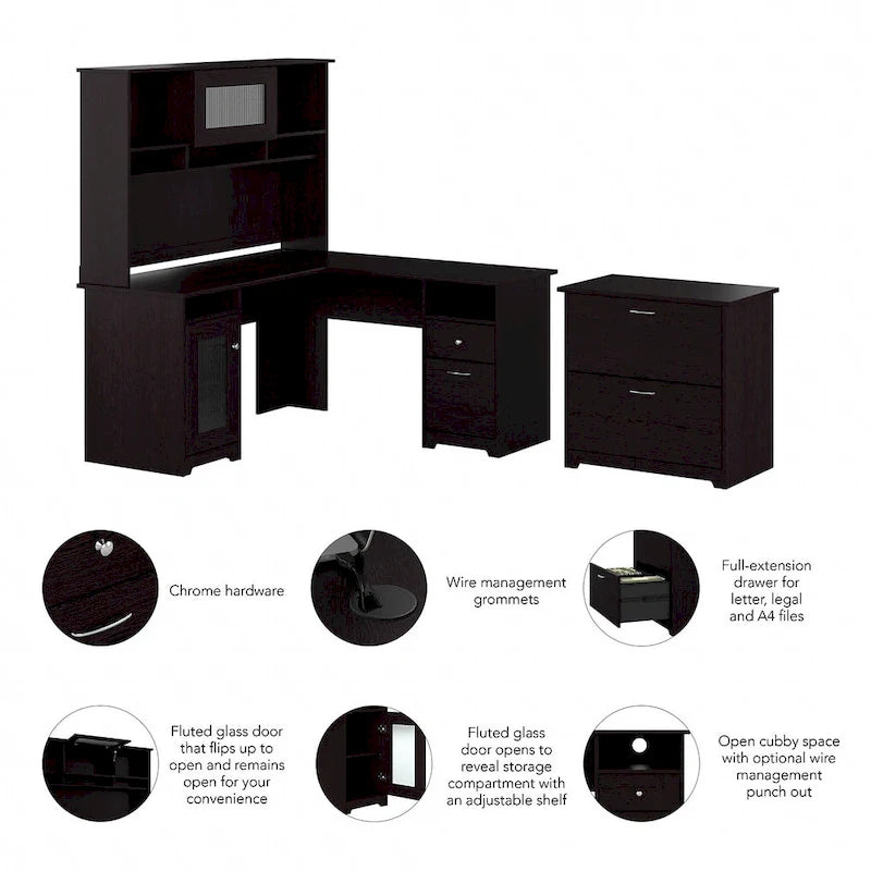 Bureau en L Cabot 60 W avec huche et classeur de Bush Furniture