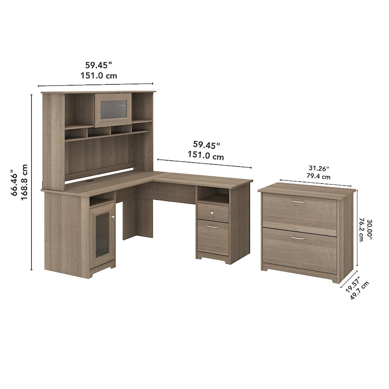 Bureau en L Cabot 60 W avec huche et classeur de Bush Furniture