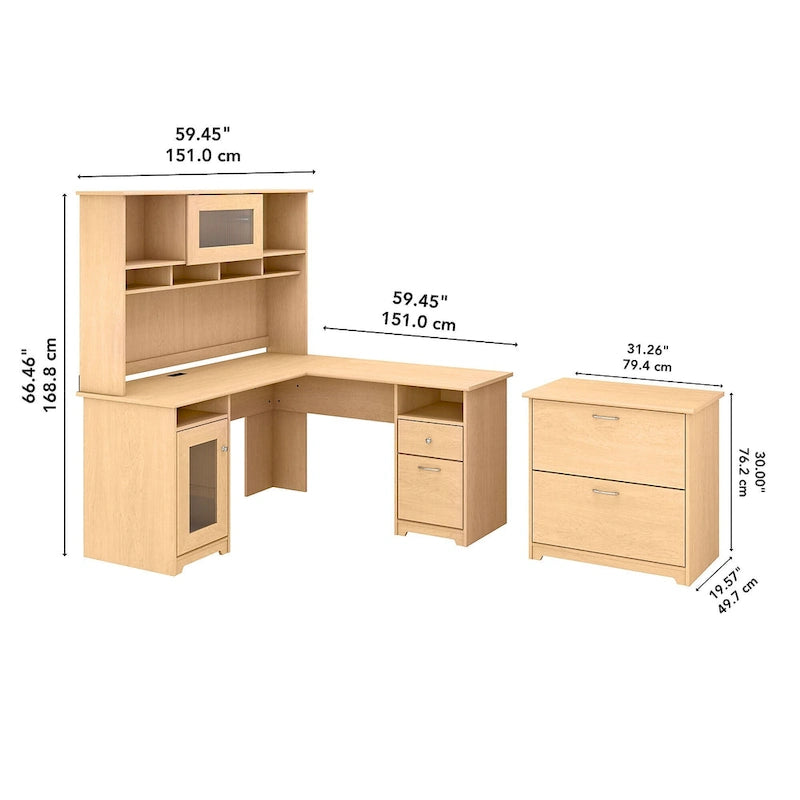 Bureau en L Cabot 60 W avec huche et classeur de Bush Furniture