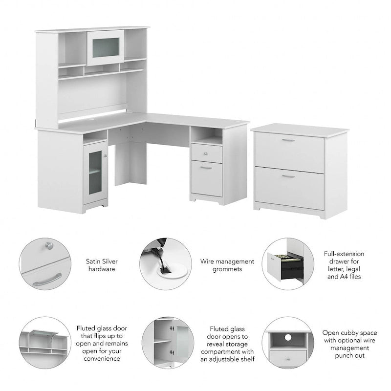 Bureau en L Cabot 60 W avec huche et classeur de Bush Furniture