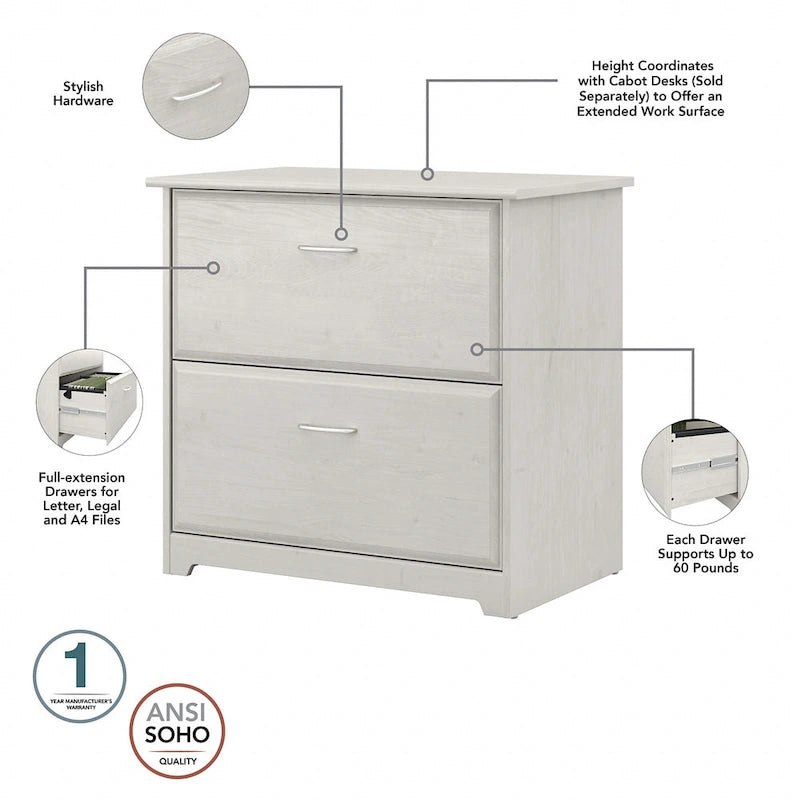 Bureau en L Cabot 60 W avec huche et classeur de Bush Furniture
