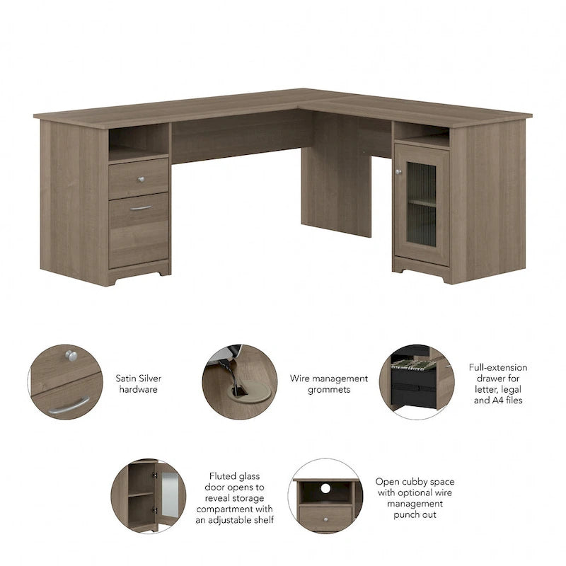 Bureau d'ordinateur en L Cabot 72W avec rangement par Bush Furniture