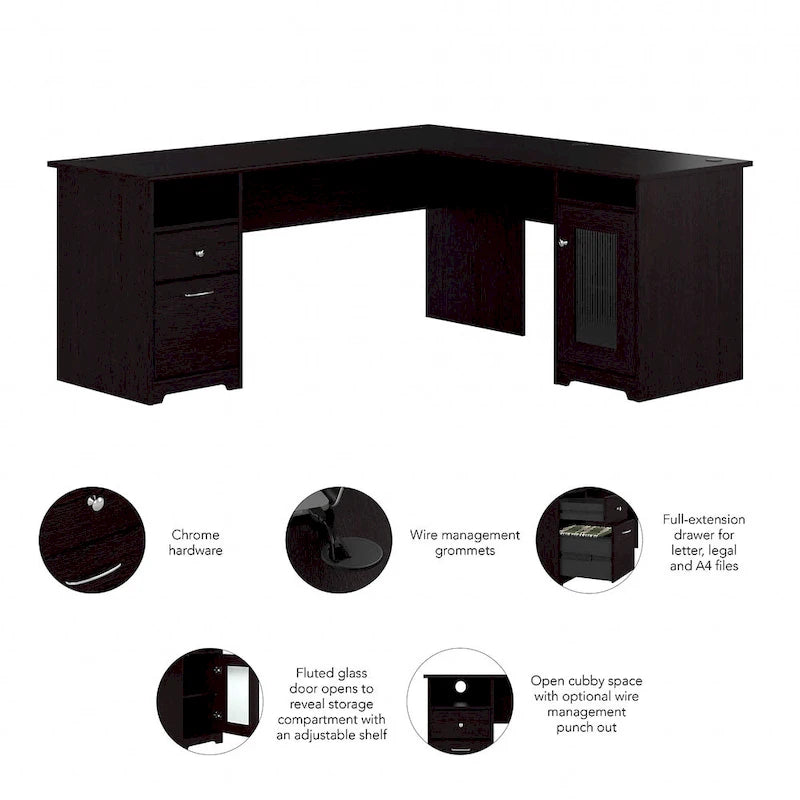 Bureau d'ordinateur en L Cabot 72W avec rangement par Bush Furniture