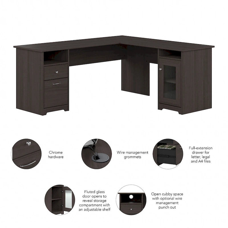 Bureau d'ordinateur en L Cabot 72W avec rangement par Bush Furniture