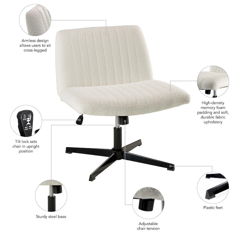 Chaise d'ordinateur sans roulettes Bush Furniture Sutton sans accoudoirs