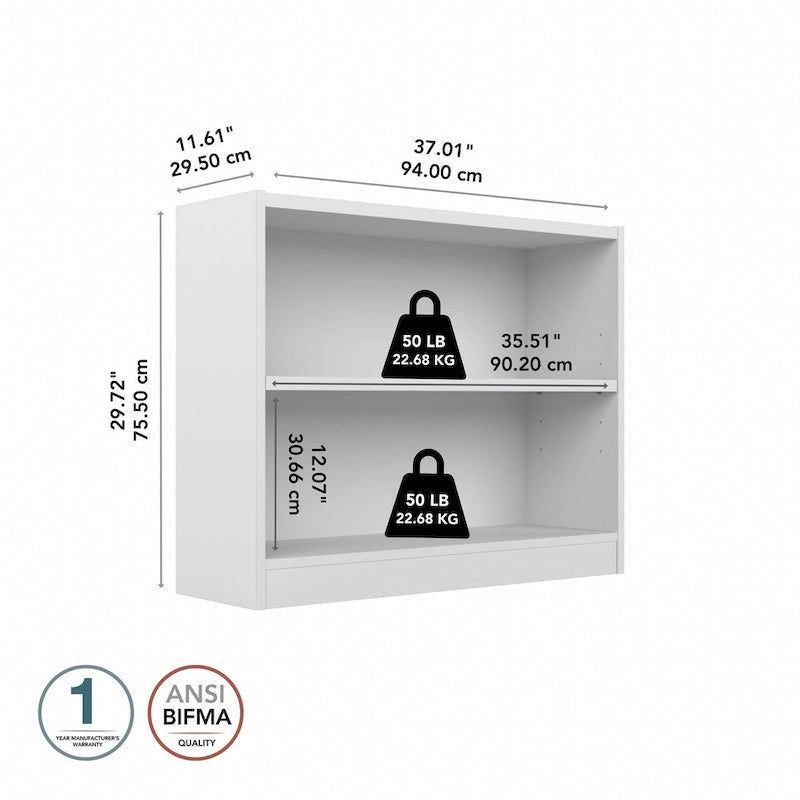 Petite bibliothèque de rangement universelle à 2 étagères de Bush Furniture