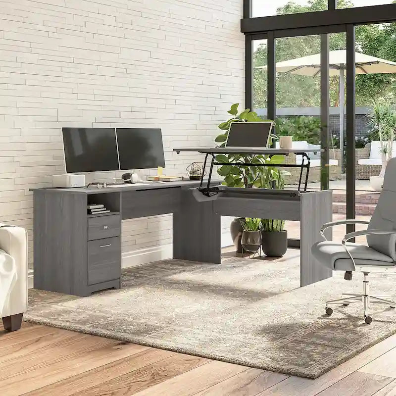 Bureau assis-debout en L à 3 positions de 72 W de Bush Furniture