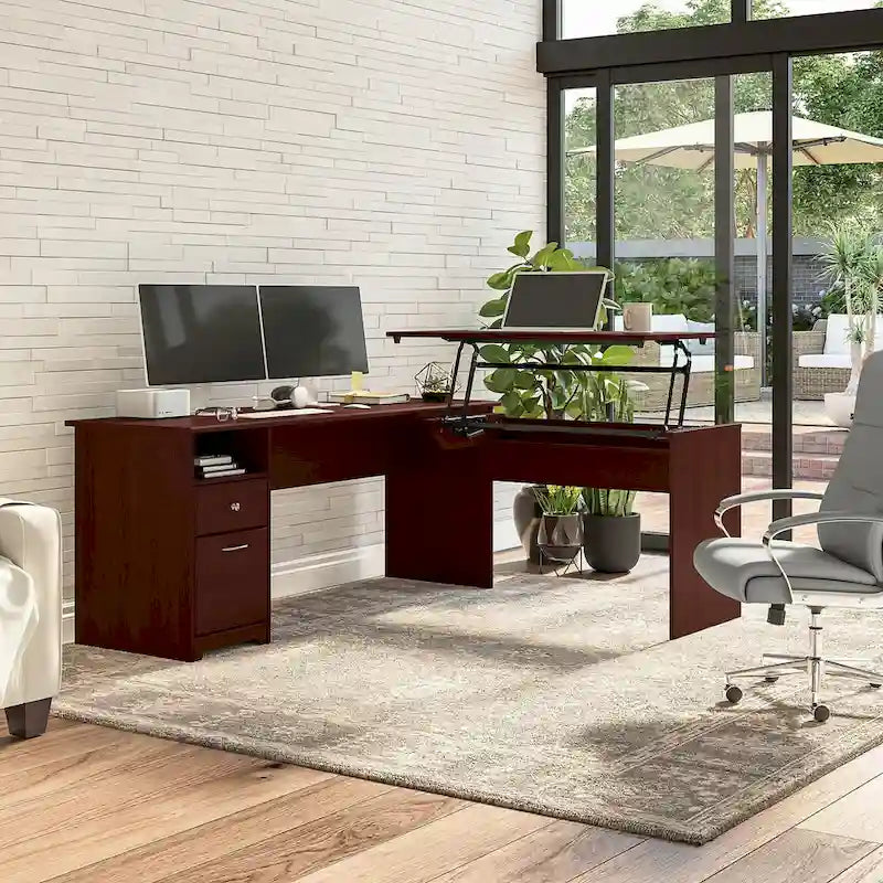 Bureau assis-debout en L à 3 positions de 72 W de Bush Furniture