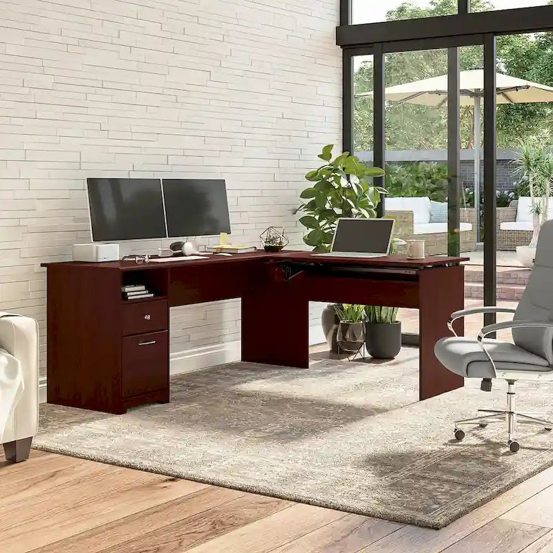 Bureau assis-debout en L à 3 positions de 72 W de Bush Furniture