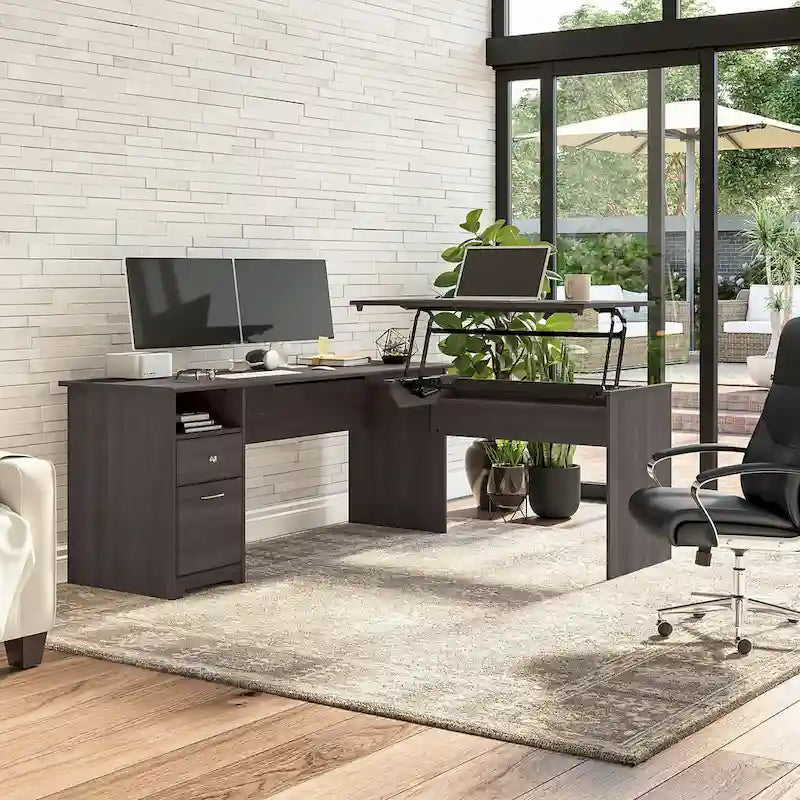 Bureau assis-debout en L à 3 positions de 72 W de Bush Furniture