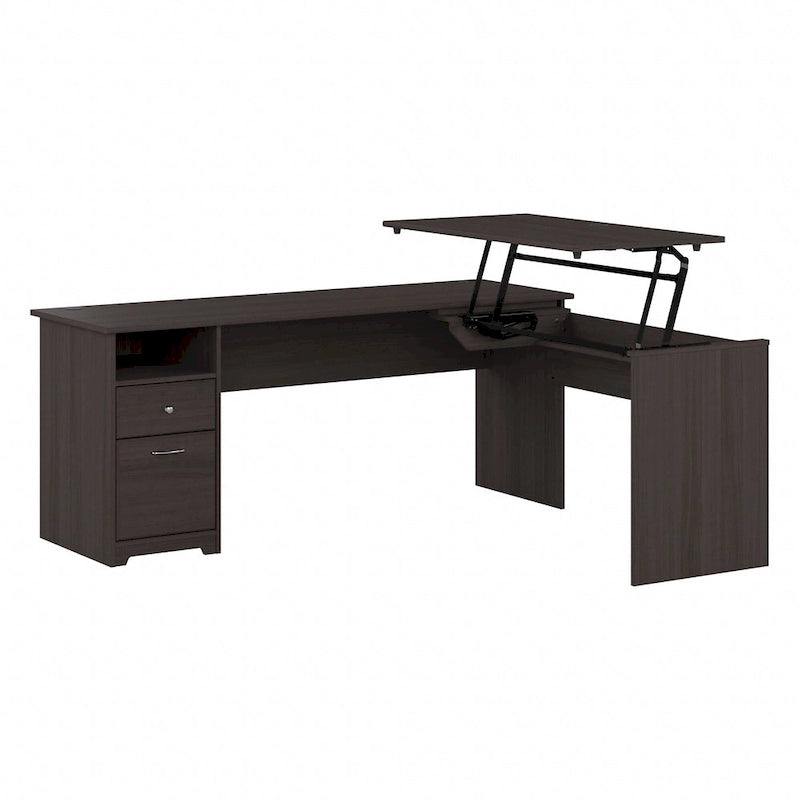 Bureau assis-debout en L à 3 positions de 72 W de Bush Furniture