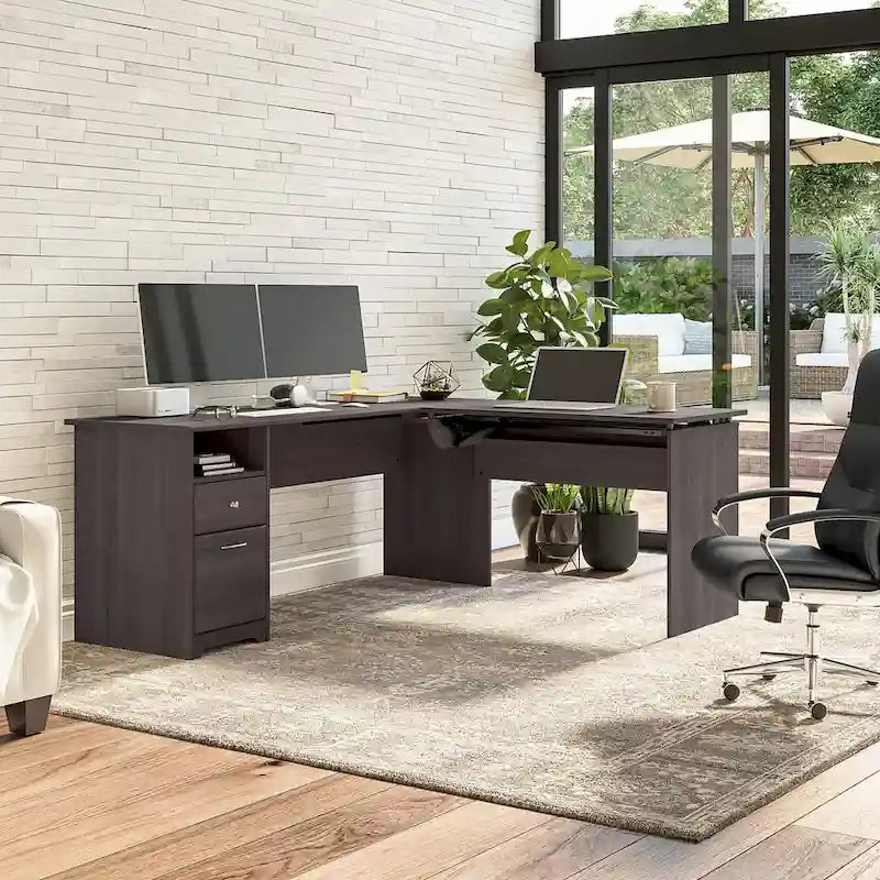 Bureau assis-debout en L à 3 positions de 72 W de Bush Furniture