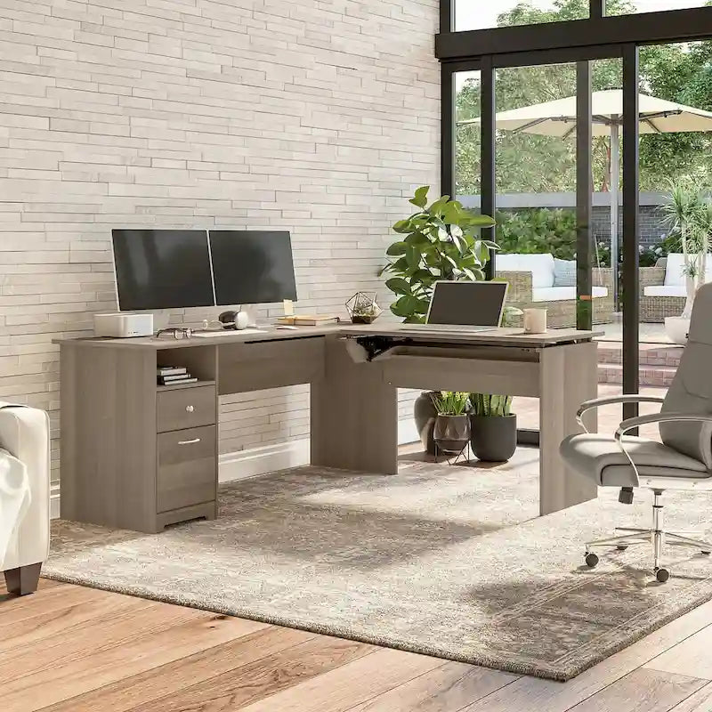 Bureau assis-debout en L à 3 positions de 72 W de Bush Furniture