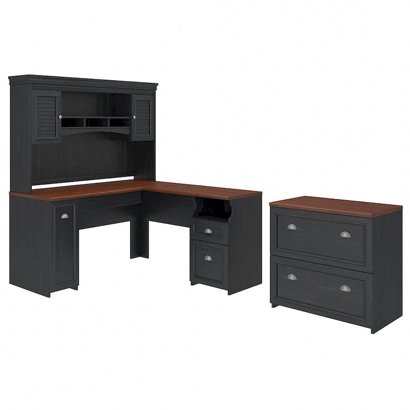Bureau d'angle Fairview avec huche et classeur de Bush Furniture