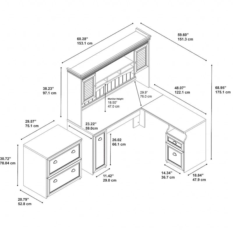 Bureau d'angle Fairview avec huche et classeur de Bush Furniture