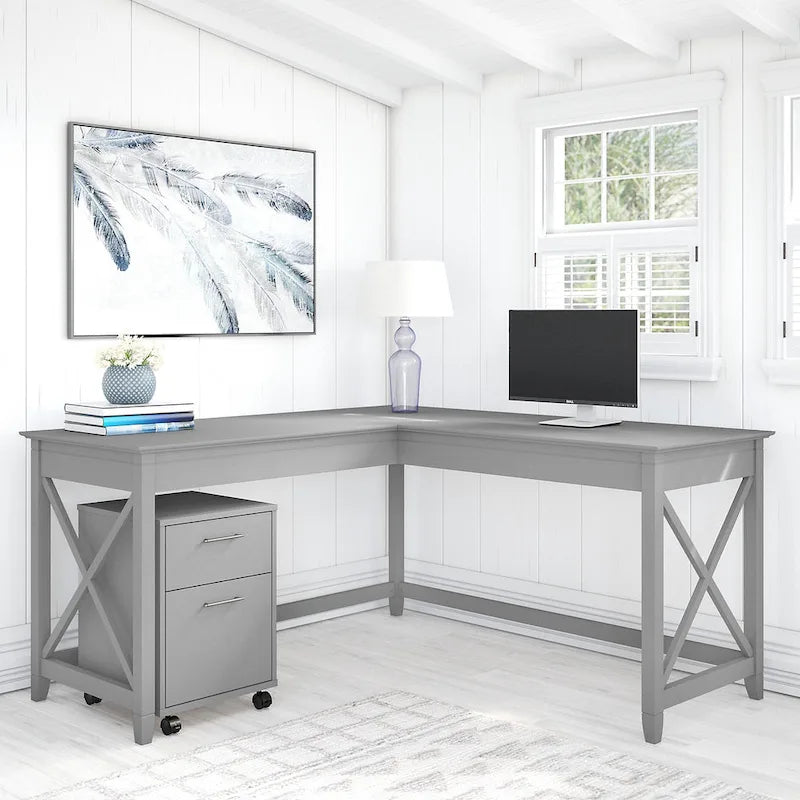 Bureau en L 60 W Key West avec classeur mobile de Bush Furniture