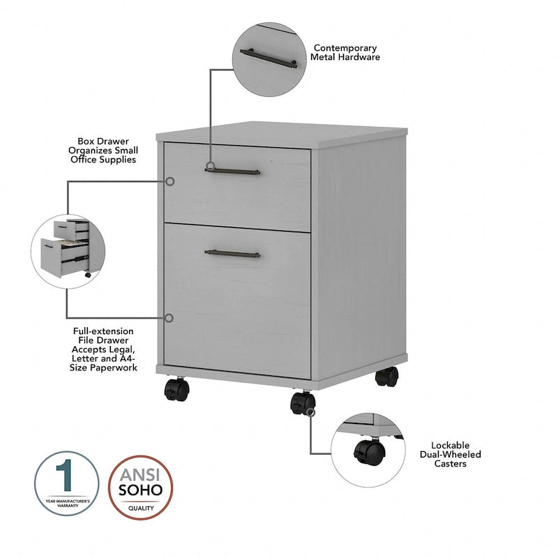 Bureau en L 60 W Key West avec classeur mobile de Bush Furniture