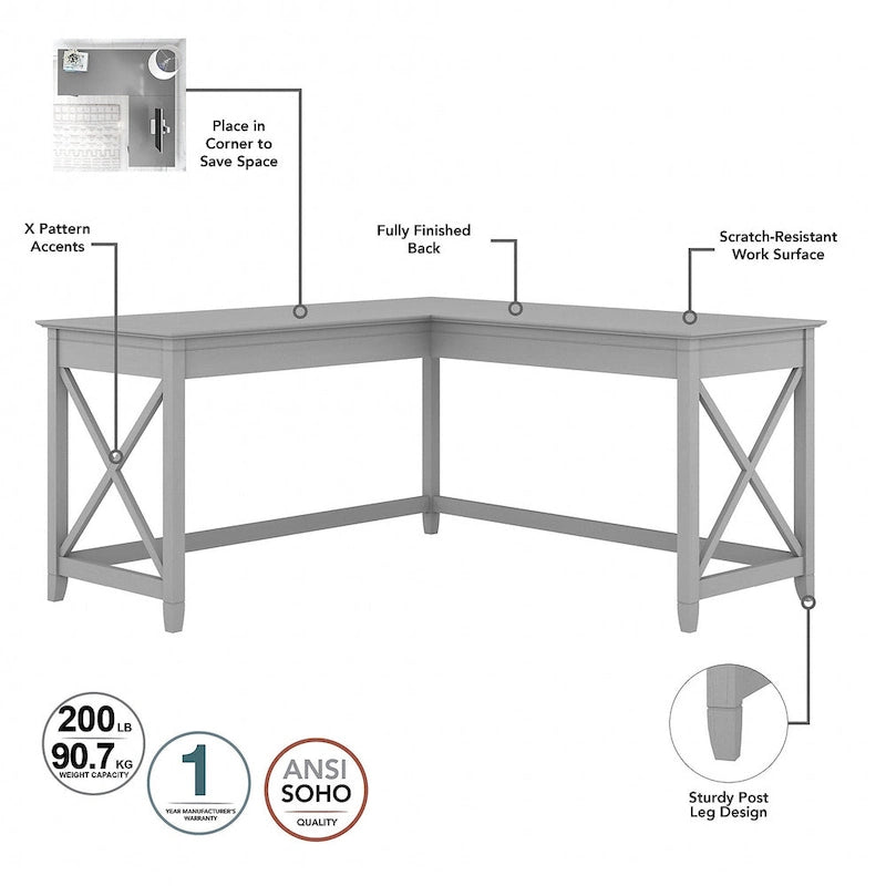 Bureau en L 60 W Key West avec classeur mobile de Bush Furniture