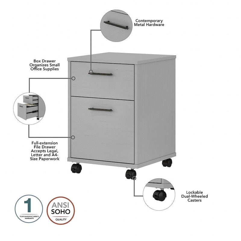 Bureau en L 60 W Key West avec classeur mobile de Bush Furniture