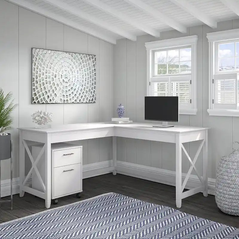 Bureau en L 60 W Key West avec classeur mobile de Bush Furniture