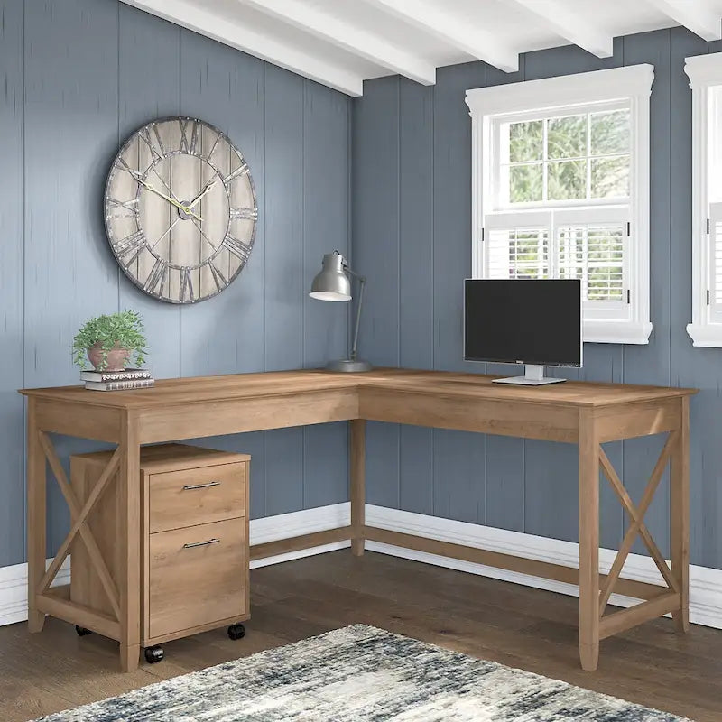 Bureau en L 60 W Key West avec classeur mobile de Bush Furniture