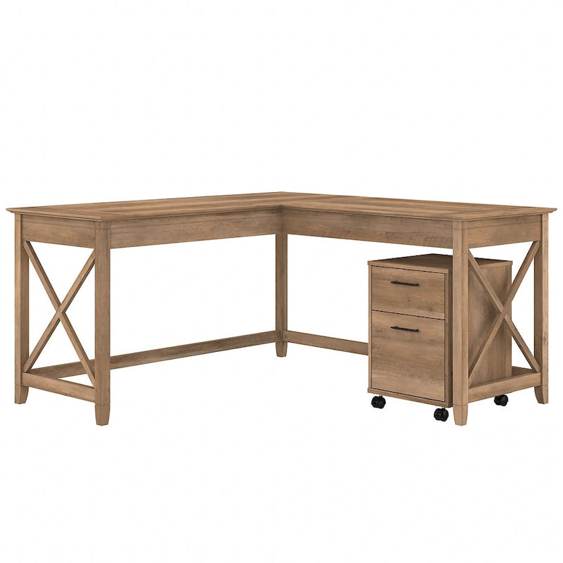 Bureau en L 60 W Key West avec classeur mobile de Bush Furniture