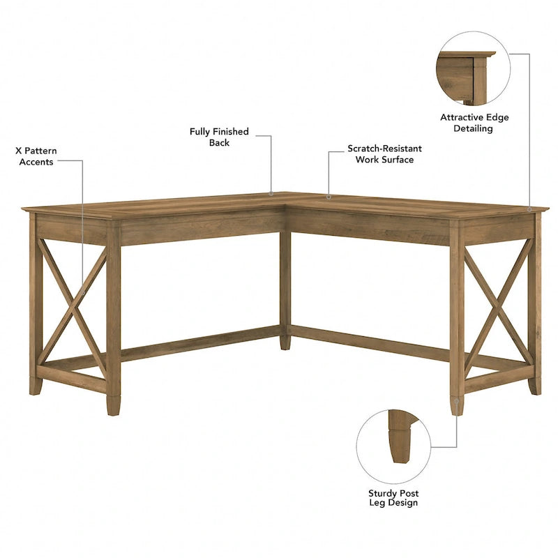 Bureau en L 60 W Key West avec classeur mobile de Bush Furniture