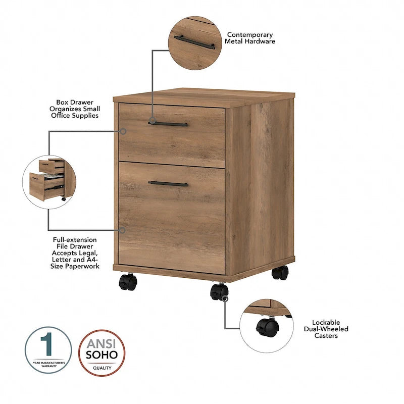 Bureau en L 60 W Key West avec classeur mobile de Bush Furniture