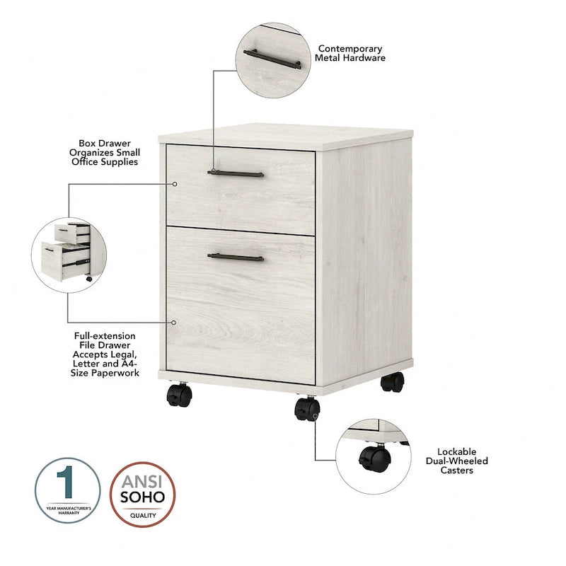 Bureau en L 60 W Key West avec classeur mobile de Bush Furniture
