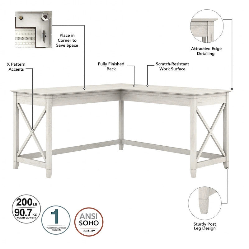 Bureau en L 60 W Key West avec classeur mobile de Bush Furniture