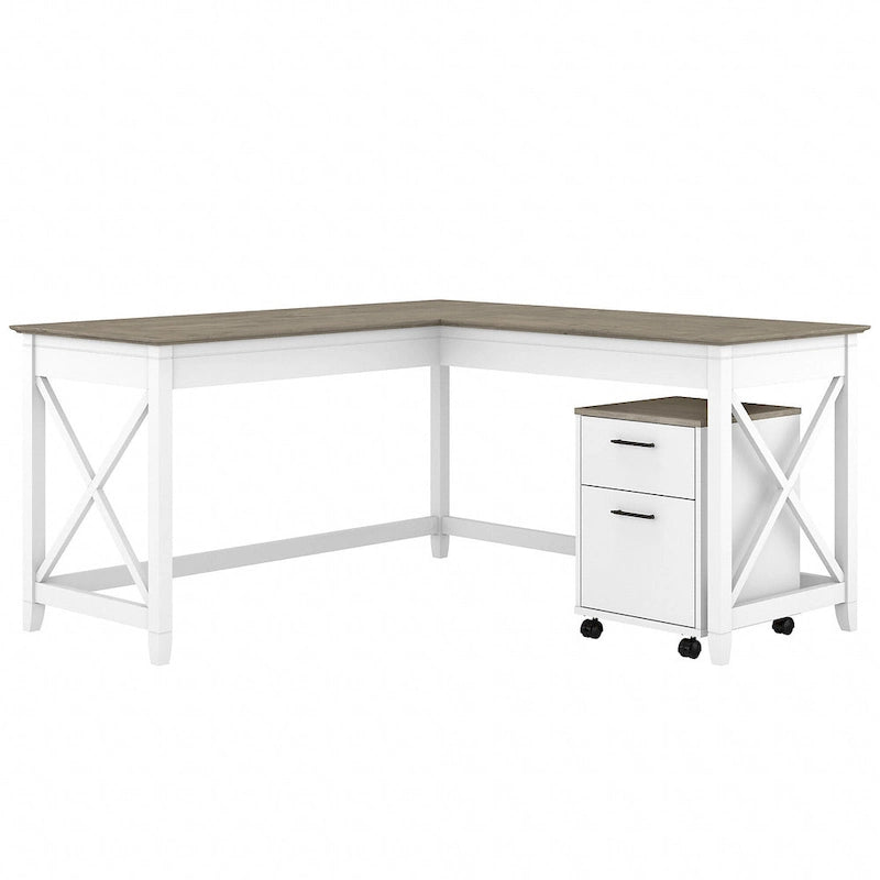 Bureau en L 60 W Key West avec classeur mobile de Bush Furniture