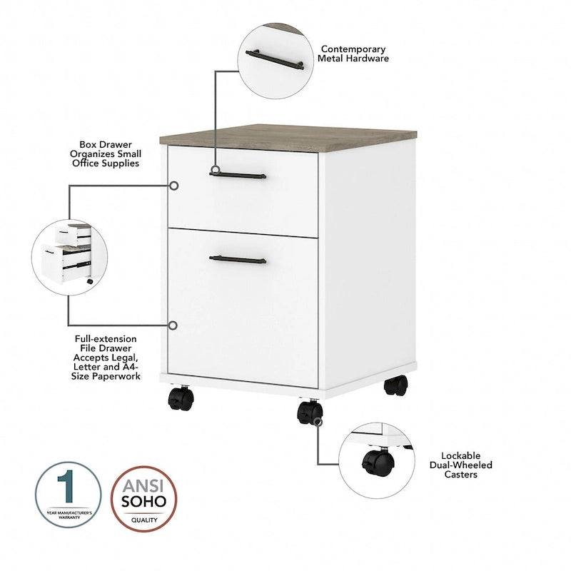 Bureau en L 60 W Key West avec classeur mobile de Bush Furniture