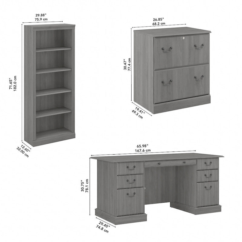 Bureau de direction Saratoga, classeur et bibliothèques Bush Furniture