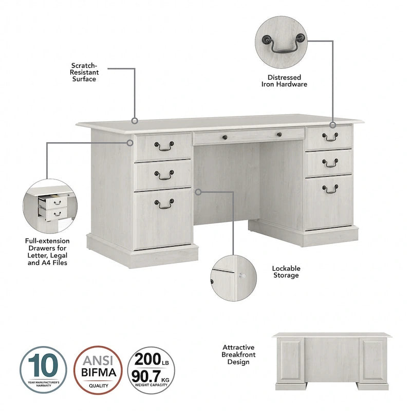 Bureau de direction Saratoga, classeur et bibliothèques Bush Furniture