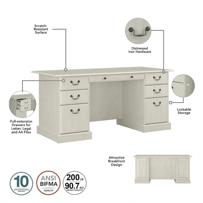 Bureau de direction Saratoga, classeur et bibliothèques Bush Furniture