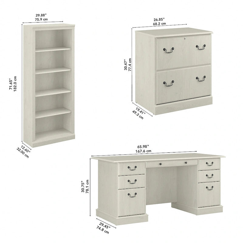 Bureau de direction Saratoga, classeur et bibliothèques Bush Furniture