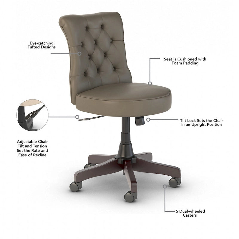Chaise de bureau mi-hauteur capitonnée Salinas par Bush Furniture