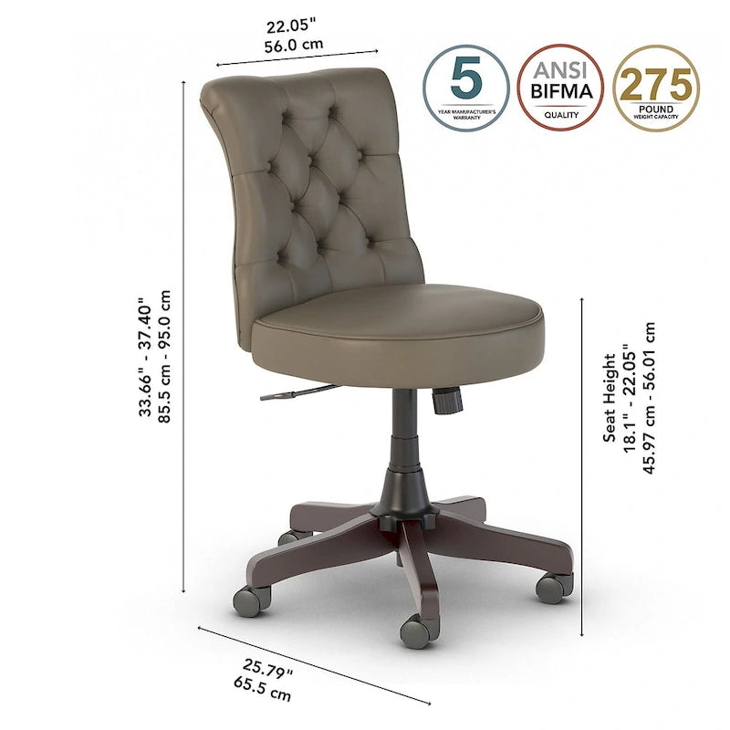 Chaise de bureau mi-hauteur capitonnée Salinas par Bush Furniture