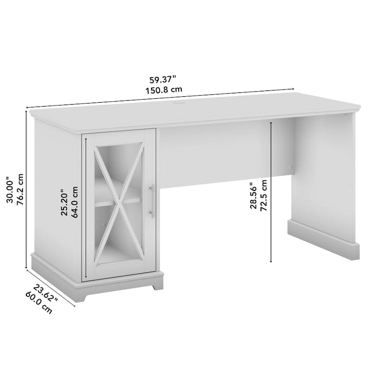 Bureau de style campagnard 60 W Lennox avec armoire de rangement de Bush Furniture