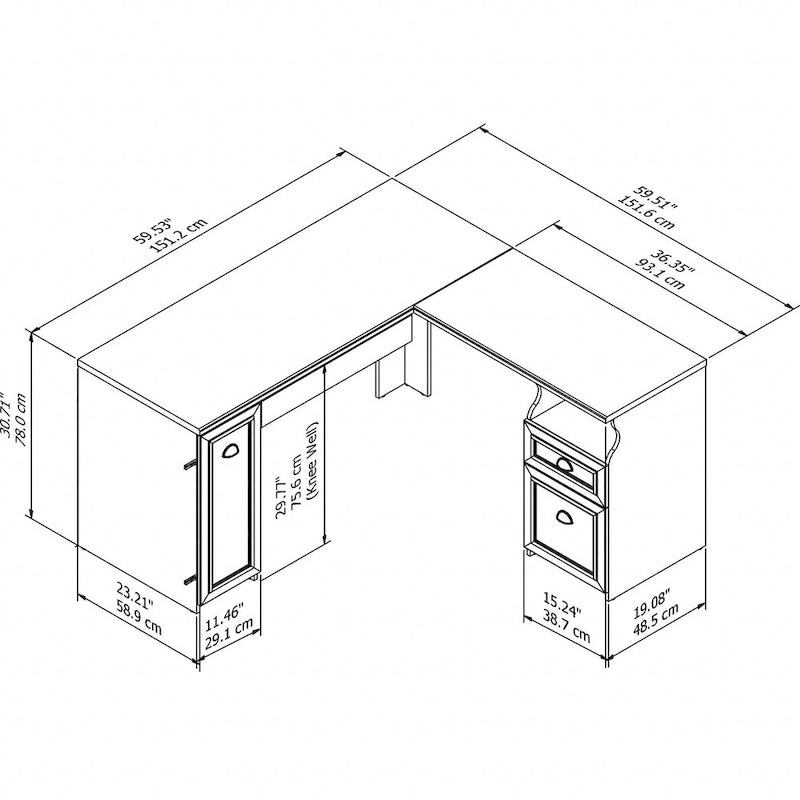 Bureau d'angle Fairview 60 W avec tiroirs et espaces de rangement de Bush Furniture