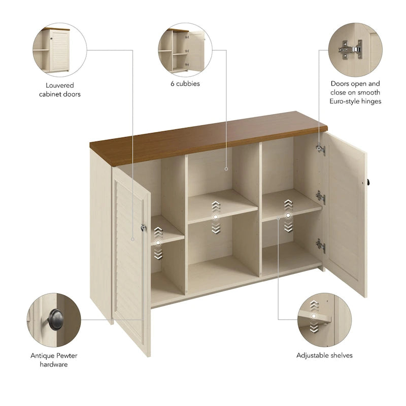 Meuble d'appoint Fairview Bush Furniture avec portes et étagères