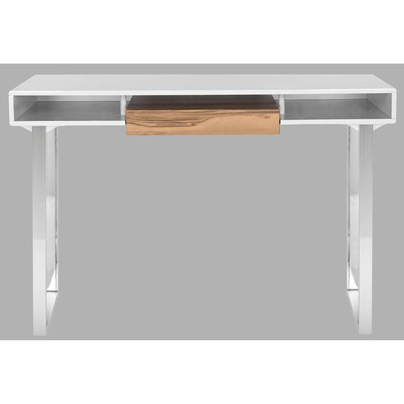 SAFAVIEH Bettyjane Bureau d'ordinateur moderne blanc/chrome