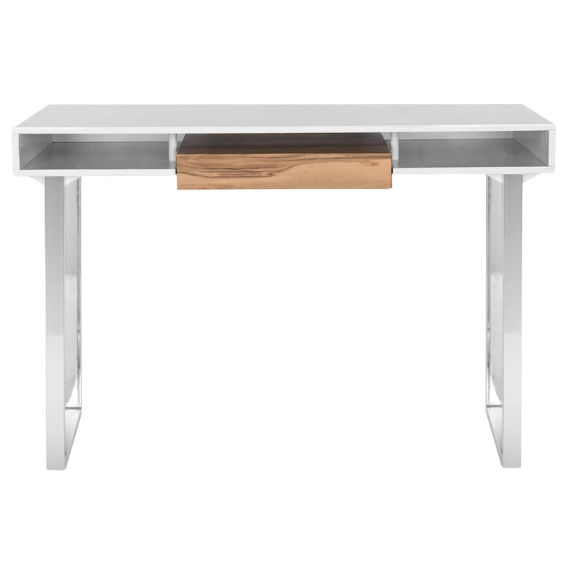 SAFAVIEH Bettyjane Bureau d'ordinateur moderne blanc/chrome