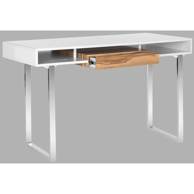 SAFAVIEH Bettyjane Bureau d'ordinateur moderne blanc/chrome