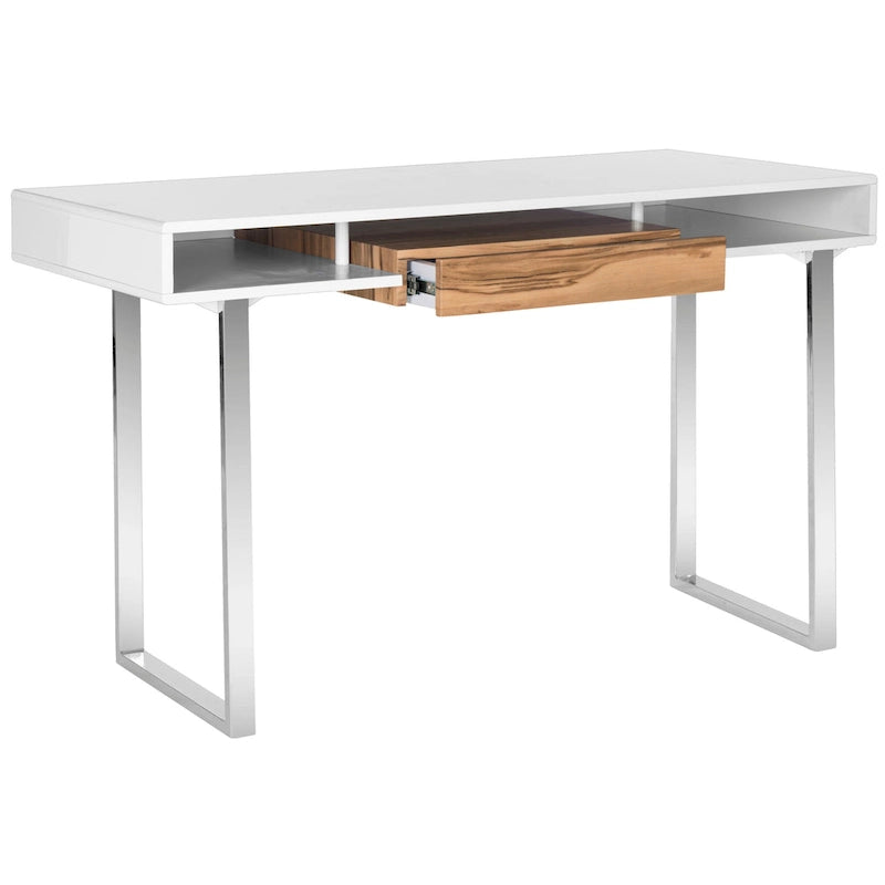 SAFAVIEH Bettyjane Bureau d'ordinateur moderne blanc/chrome