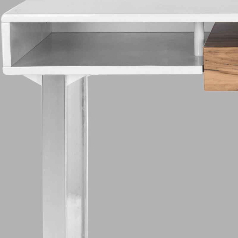 SAFAVIEH Bettyjane Bureau d'ordinateur moderne blanc/chrome
