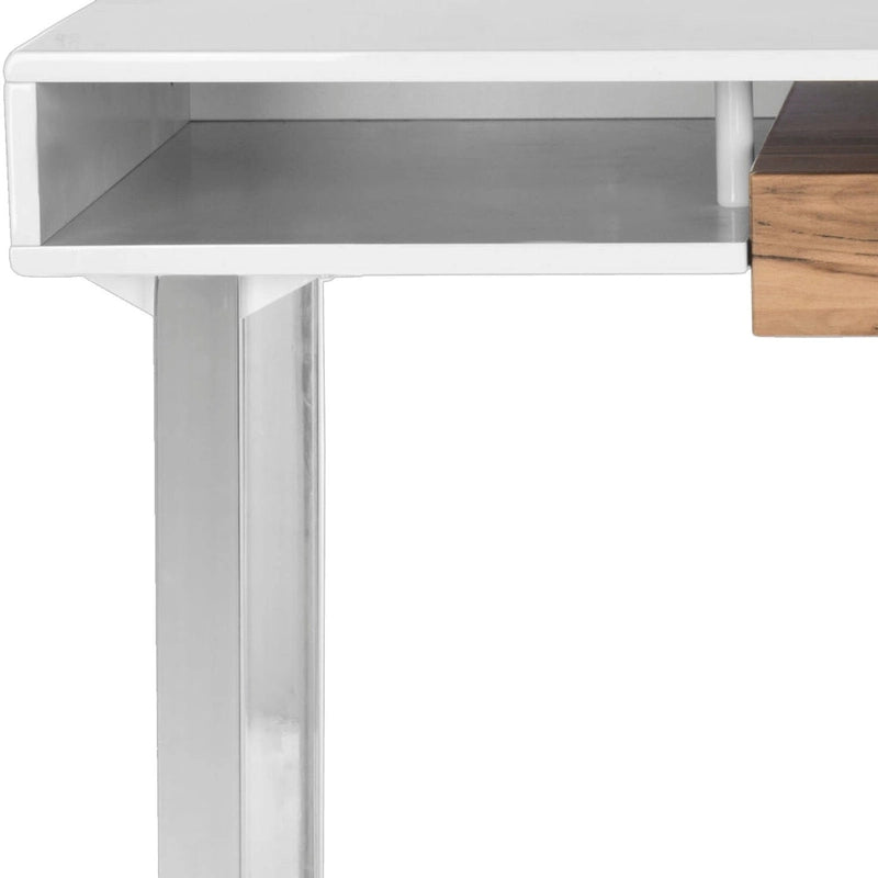 SAFAVIEH Bettyjane Bureau d'ordinateur moderne blanc/chrome